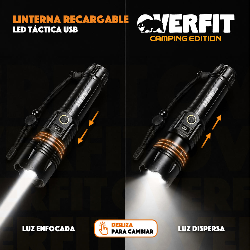 Linterna Led Overfit Largo Alcance Bolsillo Tactica Potente