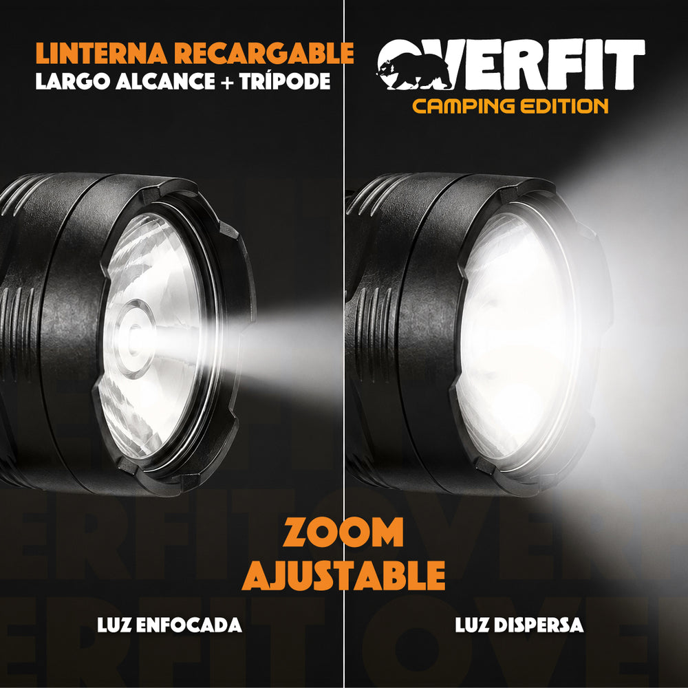 Linterna Foco Overfit Largo Alcance Ultra Potente + Tripode