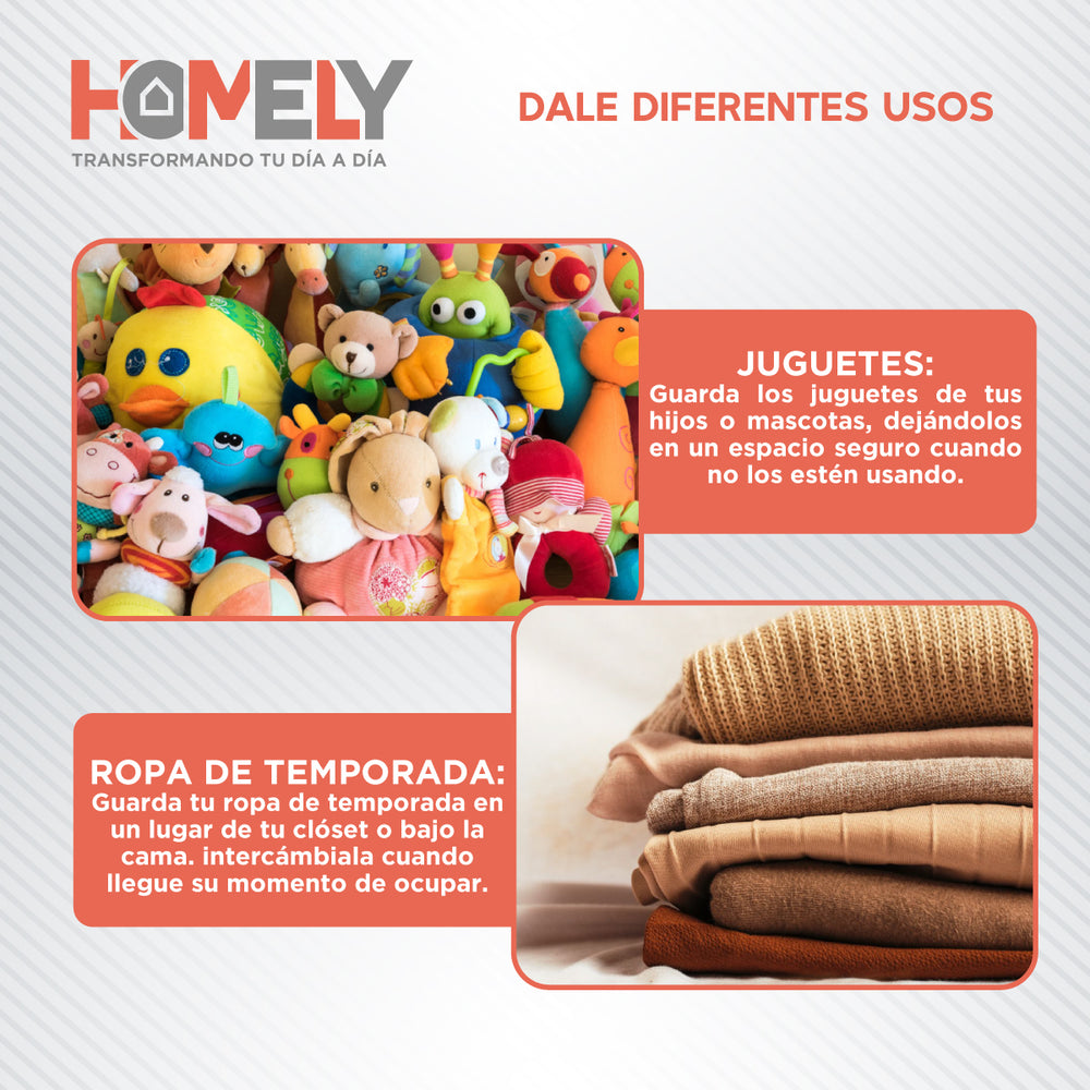 Bolsas Organizadoras Bajo Cama Homely Negro 90 Litros Set 2