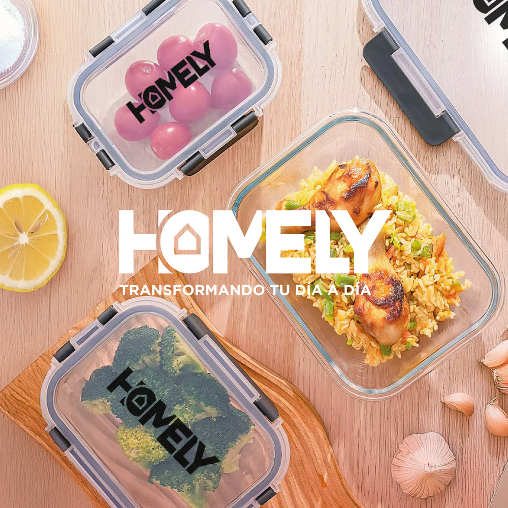 Tupper Hermetico Comida Homely Vidrio Templado Set x4 3.57 L