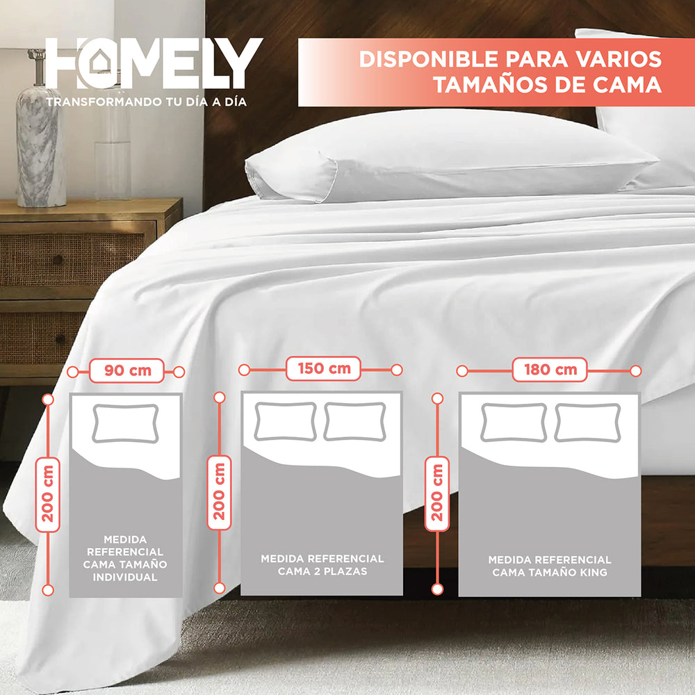 Juego de sabanas 2 Plazas Homely 100 GSM Suave 4 Piezas
