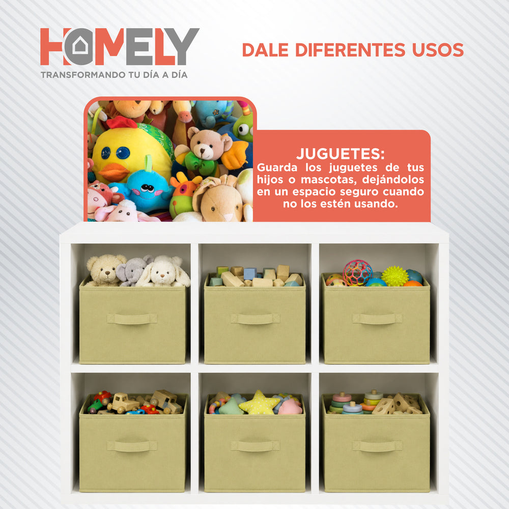 Cajas Organizadoras Cubo Plegable Homely Color Beige Closet Ropa Accesorios Pack 6