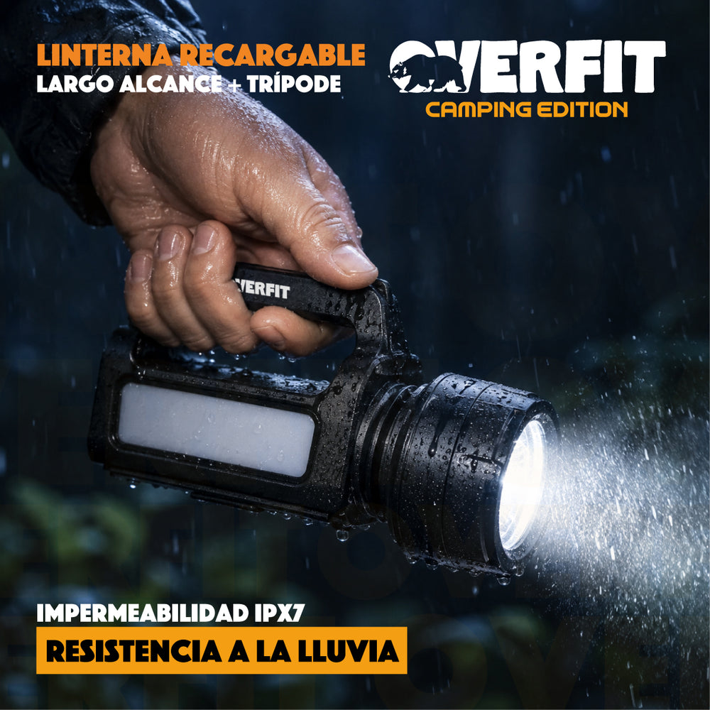 Linterna Foco Overfit Largo Alcance Ultra Potente + Tripode