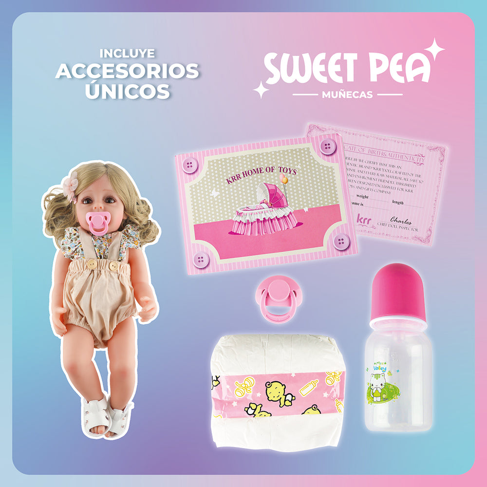 Bebe Reborn Candy Muñeca Sweet Pea Realista Silicona 55 Cm
