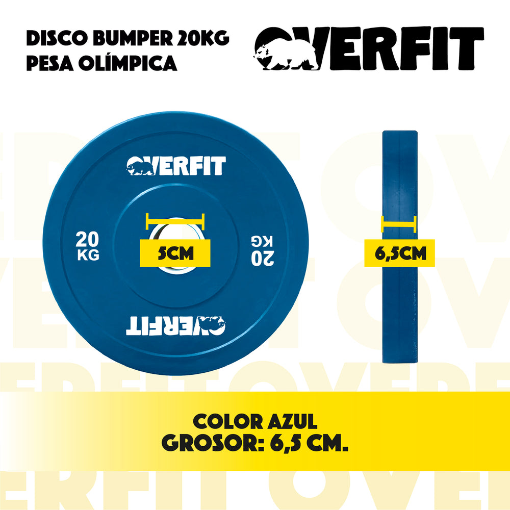 Disco Pesa Olimpica Goma Overfit 20kg Antideslizante