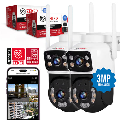 Pack X2 Camara De Seguridad 2.4g Zeker Doble 3mp Impermeable