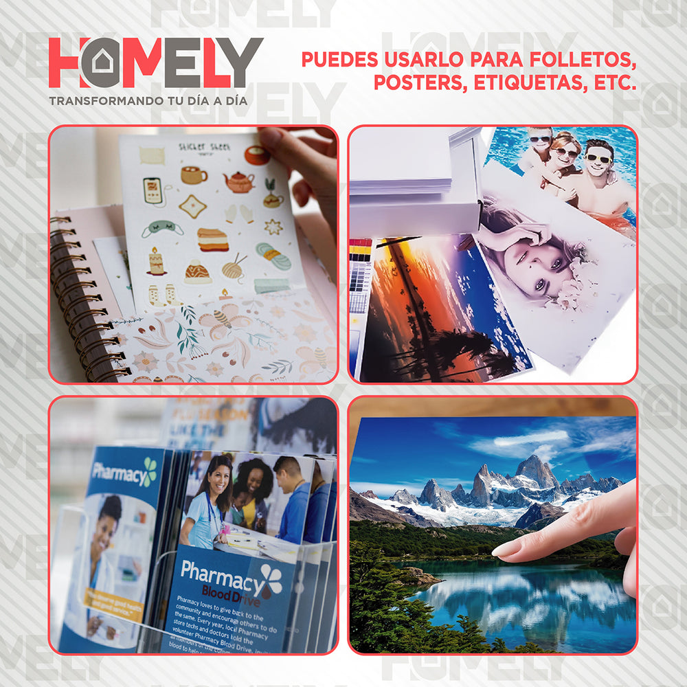 Papel fotográfico doble faz brillante A4 100 hojas 260 g