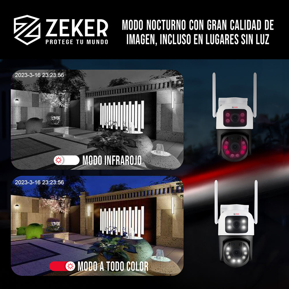 Pack X2 Camara De Seguridad 2.4g Zeker Doble 3mp Impermeable