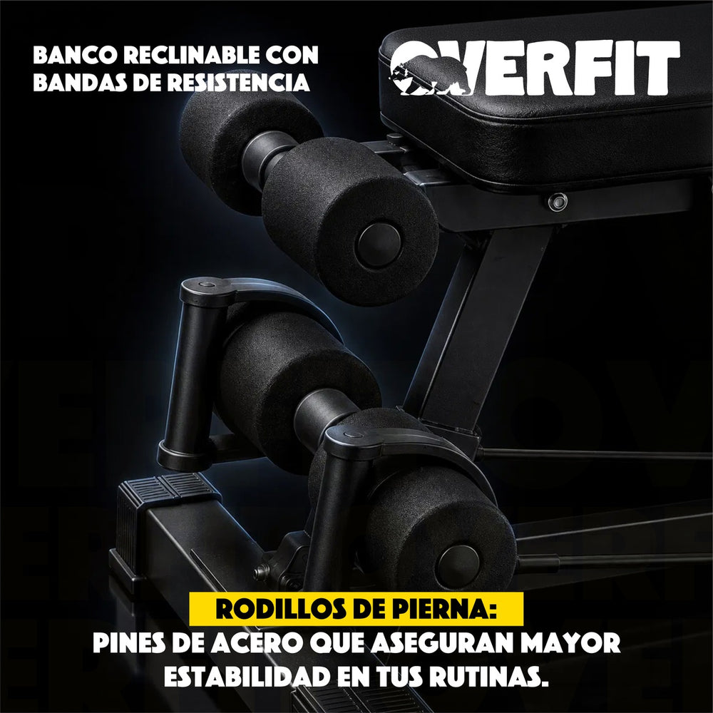 Banco Reclinable Gym Con bandas De Resistencia Overfit