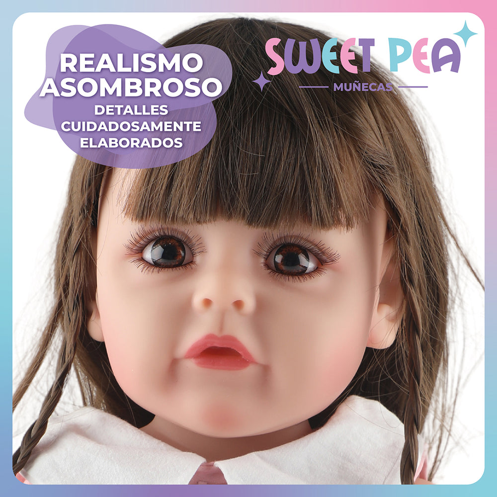 Bebe Reborn Vestido Rosado Sweet Pea Realista Silicona 55 Cm