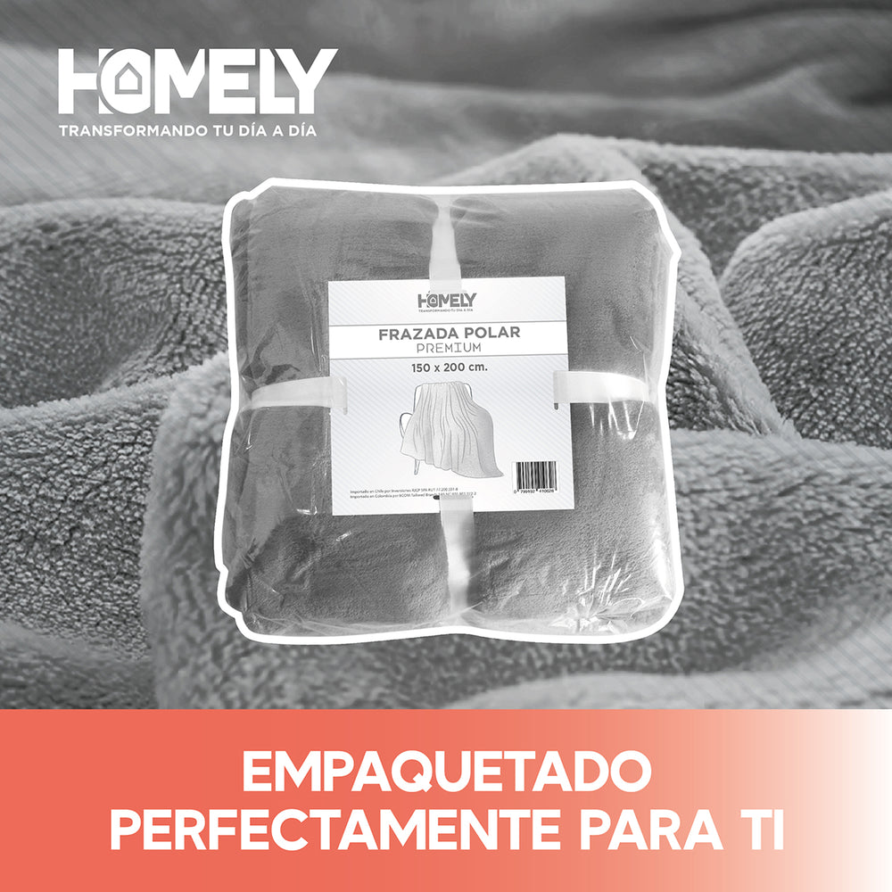 Frazada Polar Termica 2 Plazas Homely Manta 150x200cm Gris