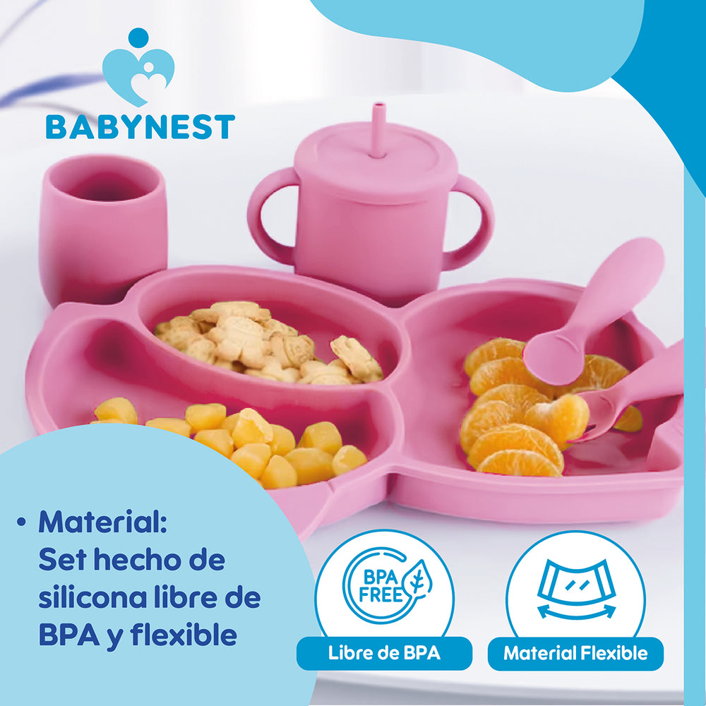Set Alimentacion Silicona Bebe 10P Antideslizante BabyNest