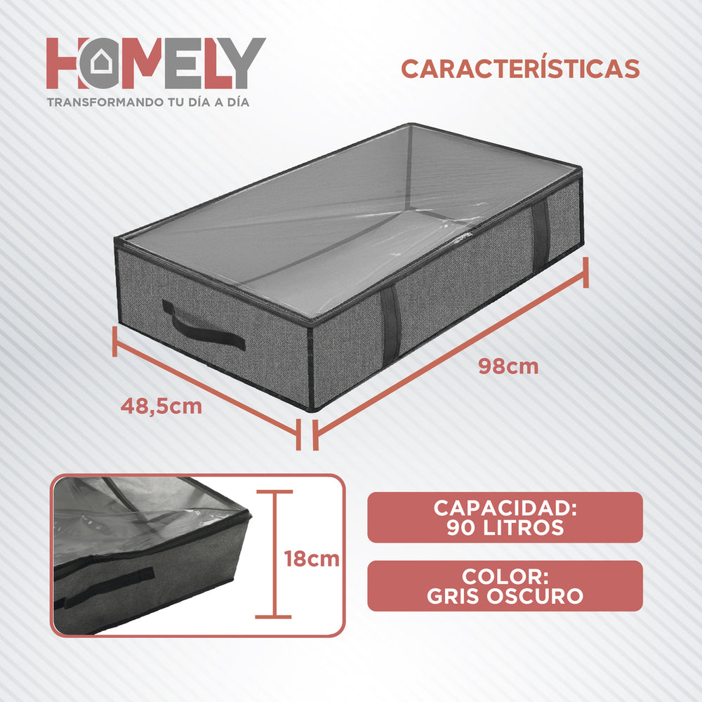Bolsas Organizadoras Bajo Cama Homely Contenedor 90L Set X2