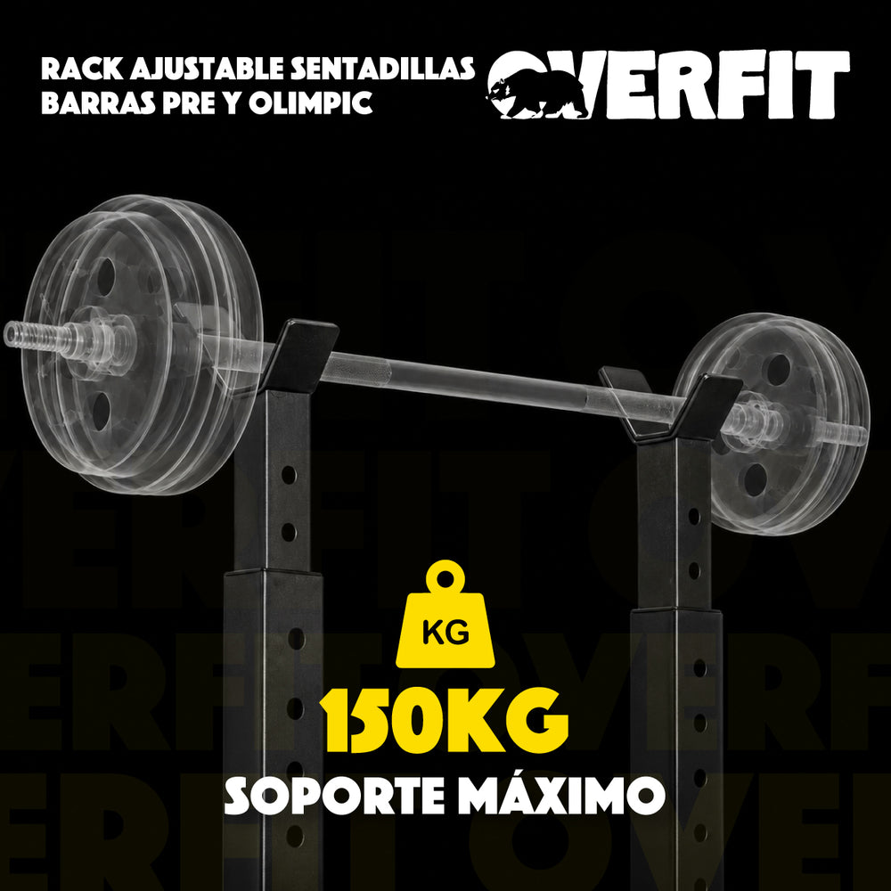 Rack Squat Sentadillas Ajustable Overfit Barra Pre Y Olimpic