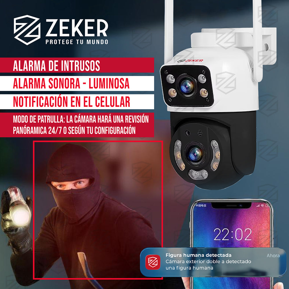 Camara De Seguridad 5G Zeker Doble 4MP Exterior Impermeable