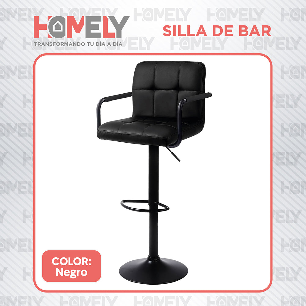 Silla De Bar Piso Taburete Homely Noir Comfort 61-81CM - Negro