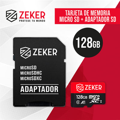 Tarjeta de memoria Micro Sd 128GB Zeker con adaptador SD
