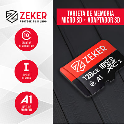 Tarjeta de memoria Micro Sd 128GB Zeker con adaptador SD