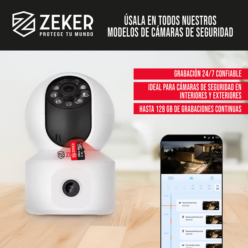 Tarjeta de memoria Micro Sd 128GB Zeker con adaptador SD