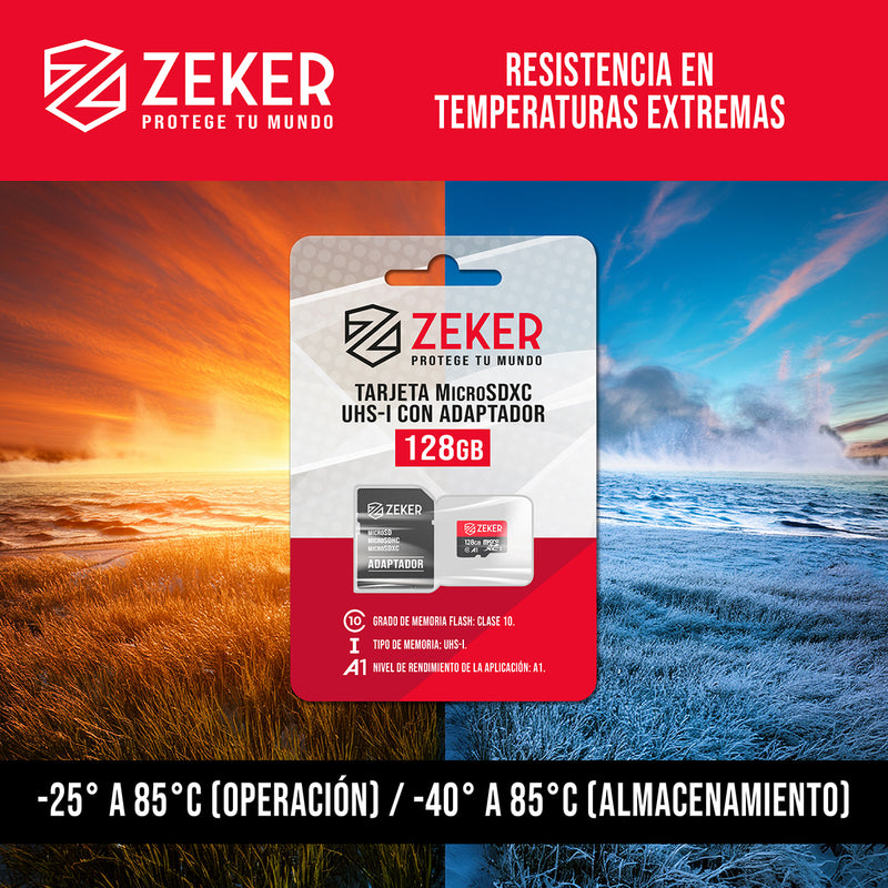 Tarjeta de memoria Micro Sd 128GB Zeker con adaptador SD