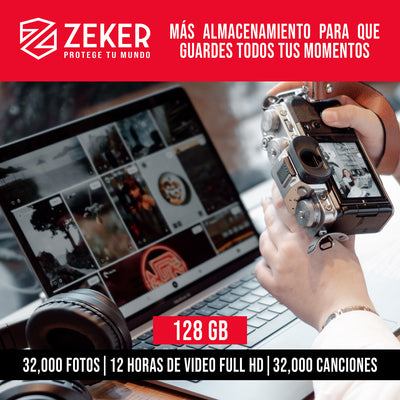 Tarjeta de memoria Micro Sd 128GB Zeker con adaptador SD