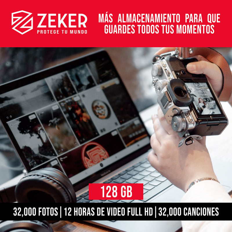 Tarjeta de memoria Micro Sd 128GB Zeker con adaptador SD