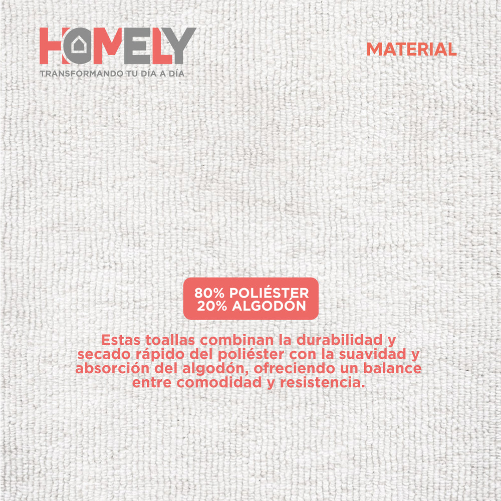 Toallas de Baño Algodon Homely 350 Gsm Cuerpo y Manos Set X2