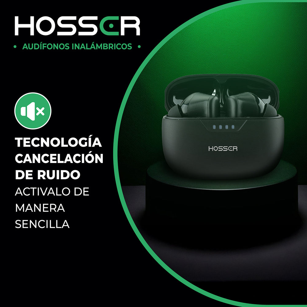 Audifonos Bluetooth In Ear Hosser 35mAh Cancelación de Ruido