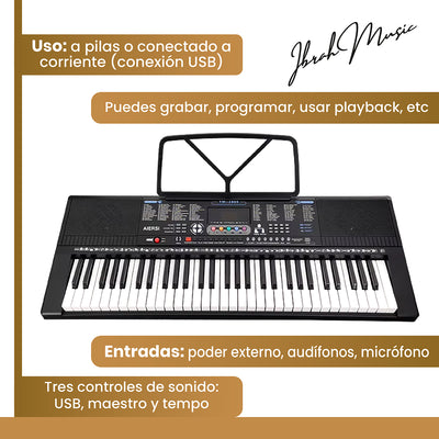 Piano Eléctrico Yongmei 61 Teclas IB-2800 Teclado Musical USB