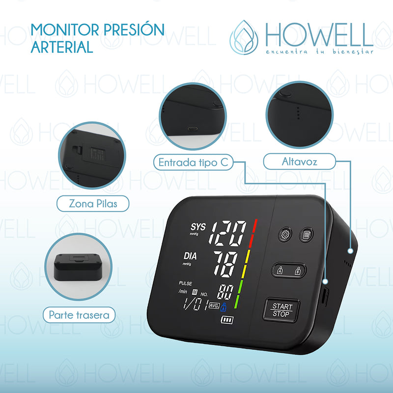 Tensiómetro V2 Toma Presión Digital Pro Howell Usb Bateria