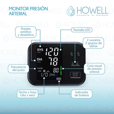 Tensiómetro V2 Toma Presión Digital Pro Howell Usb Bateria
