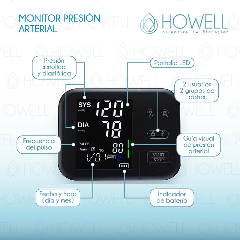 Tensiómetro V2 Toma Presión Digital Pro Howell Usb Bateria