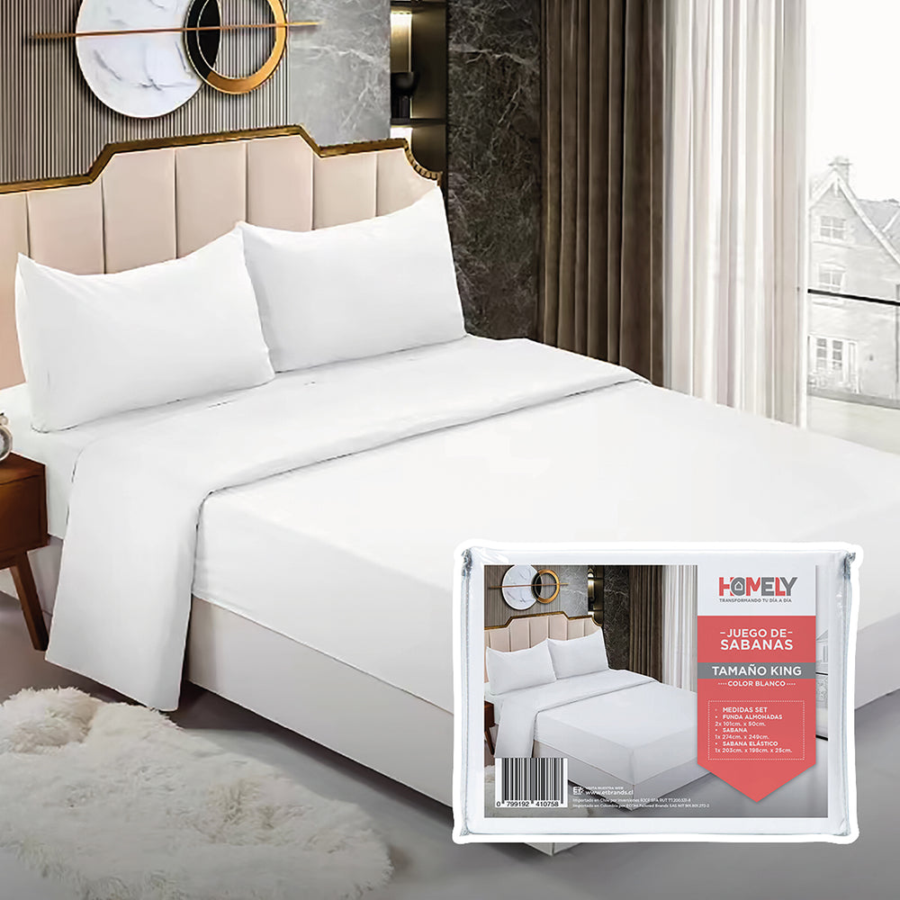Juego de sabanas King Homely Suave 100 GSM 4 Piezas
