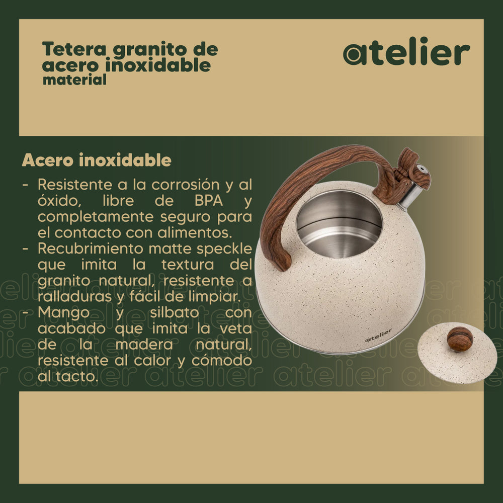 Tetera Atelier granito - material acero inoxidable