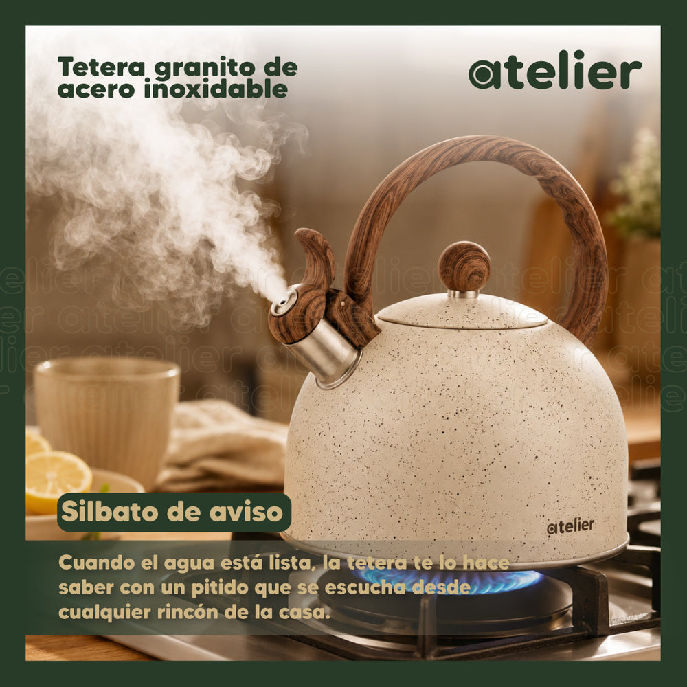 Tetera Atelier granito - silbato de aviso