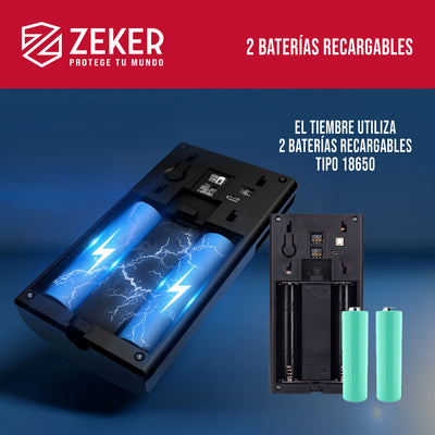 Timbre Inalambrico De Seguridad Inteligente Zeker Audio Bidireccional Distancia 15 Metros Con Camara 4mp HD 2.4 Ghz Usb Bateria