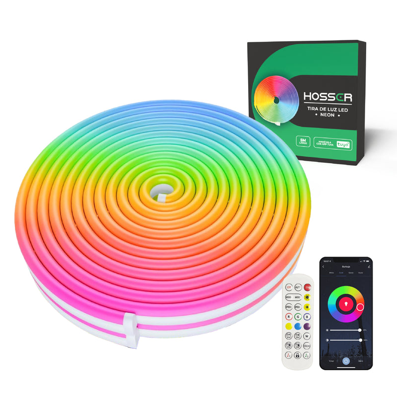 Tiras Luces Led Neon Flex Hosser Cinta Led 50W Alexa Rgb 5 Metros IP67 Flexible Moldeable App Tuya Smart