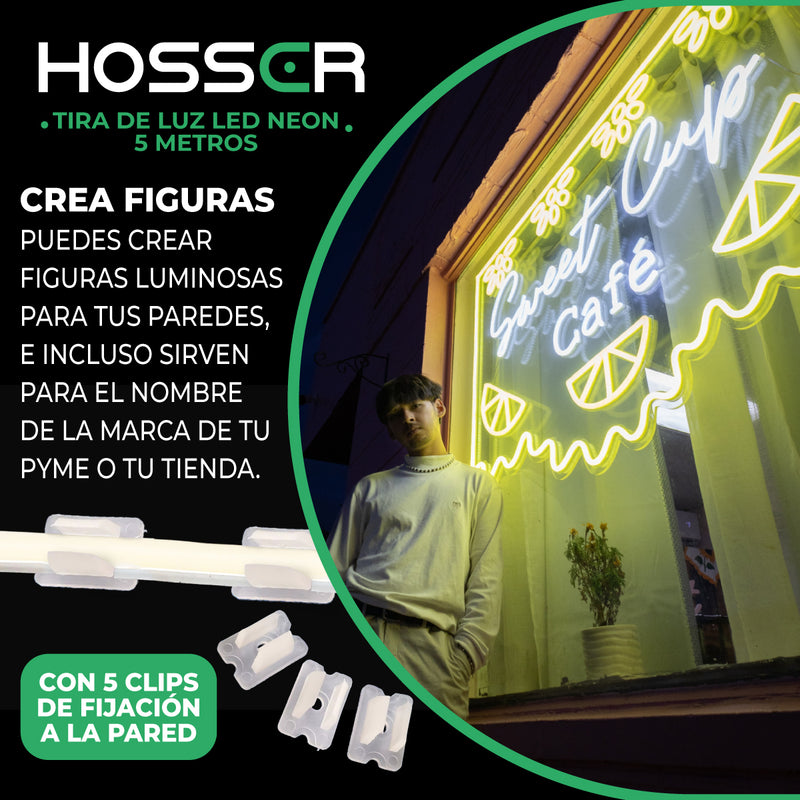 Tiras Luces Led Neon Flex Hosser Cinta Led 50W Alexa Rgb 5 Metros IP67 Flexible Moldeable App Tuya Smart