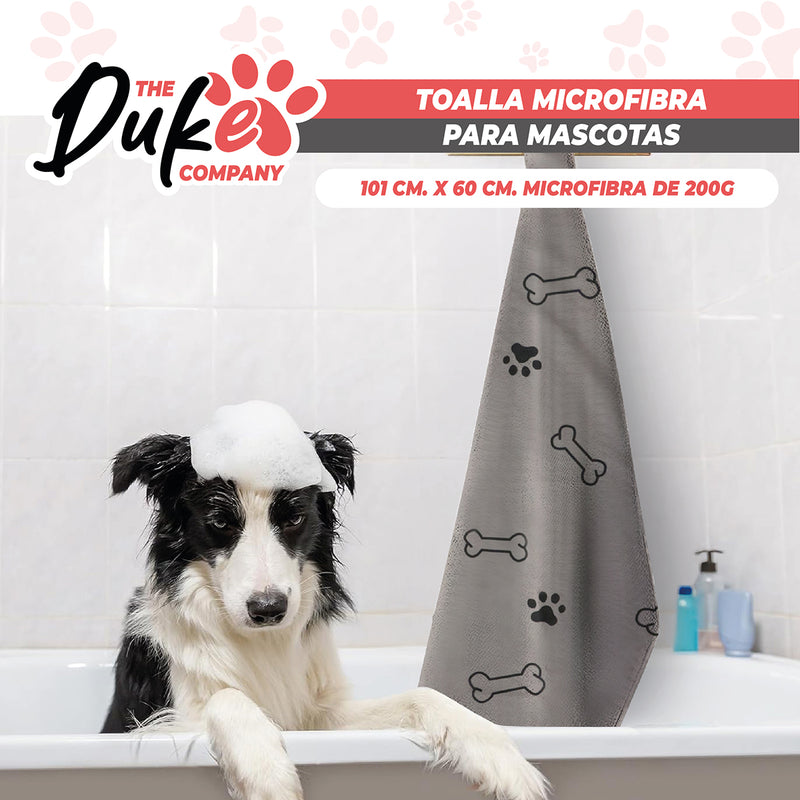 Toalla Microfibra Para Mascotas Duke 101 X 60 Cm Gris