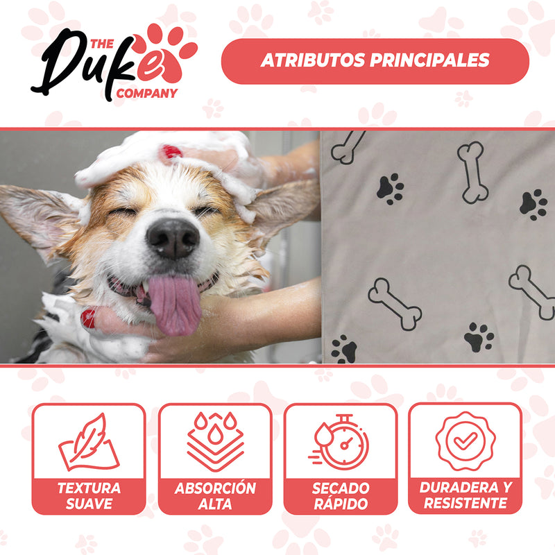 Toalla Microfibra Para Mascotas Duke 101 X 60 Cm Gris