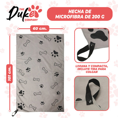 Toalla Microfibra Para Mascotas Duke 101 X 60 Cm Gris