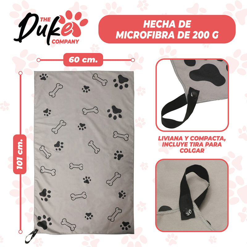 Toalla Microfibra Para Mascotas Duke 101 X 60 Cm Gris