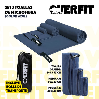 Toallas Microfibra Secado Rapido Overfit Absorbentes Pack X3