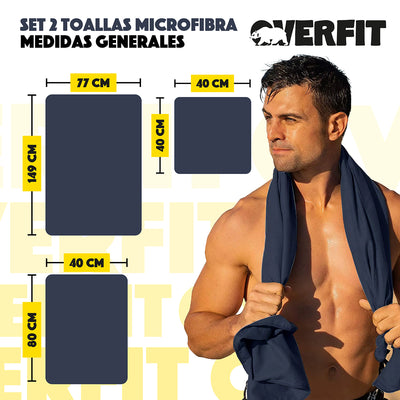 Toallas Microfibra Secado Rapido Overfit Absorbentes Pack X3