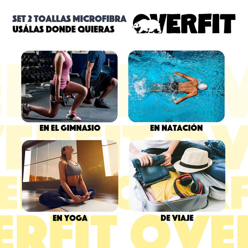 Toallas Microfibra Secado Rapido Overfit Absorbentes Pack X3