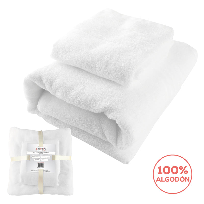 Toallas de Baño Algodon Absorbente Homely 500 Gsm Cuerpo Manos Set X2