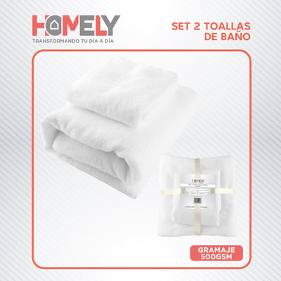 Toallas de Baño Algodon Absorbente Homely 500 Gsm Cuerpo Manos Set X2