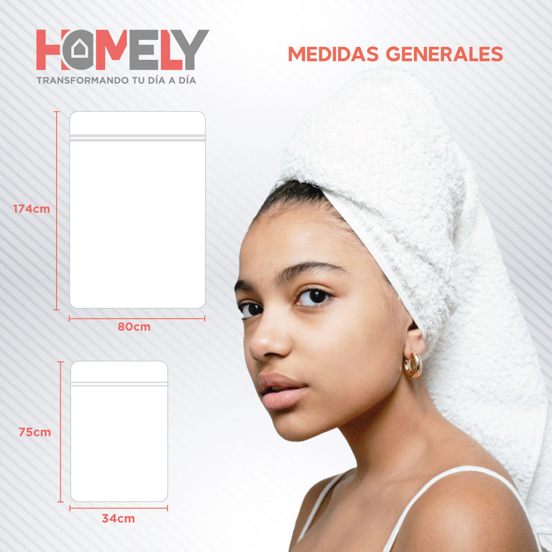 Toallas de Baño Algodon Absorbente Homely 500 Gsm Cuerpo Manos Set X2