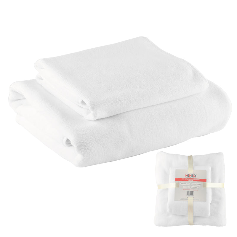 Toallas de Baño Algodon Absorbente Homely 350 Gsm Cuerpo Manos Set X2