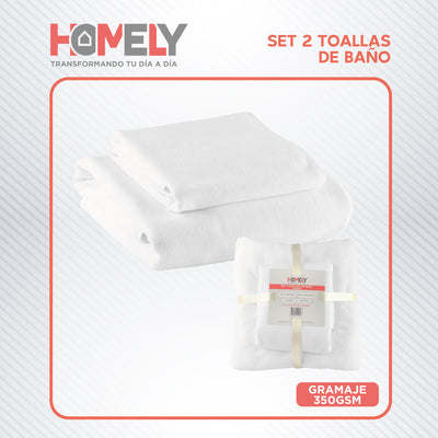 Toallas de Baño Algodon Absorbente Homely 350 Gsm Cuerpo Manos Set X2